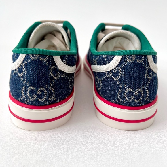 GUCCI | 1977 Tennis Denim GG Monogram Web Stripe Sneakers EU 39 US 9 New - Picture 4 of 9